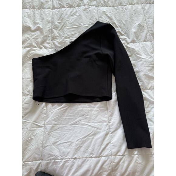 Abercrombie One-Shoulder Black Crop Top- Size Medium - NWT - Picture 4 of 6